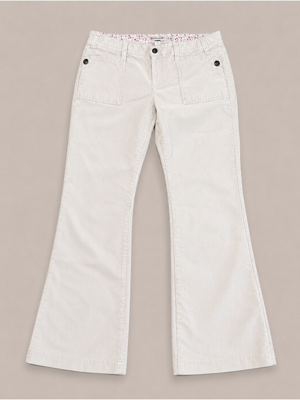 Tommy Hilfiger Cream Corduroy Pants with Floral Trim